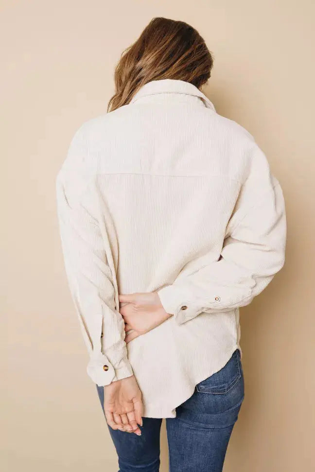 Hippen Corduroy Button Down Top Stay Warm in Style