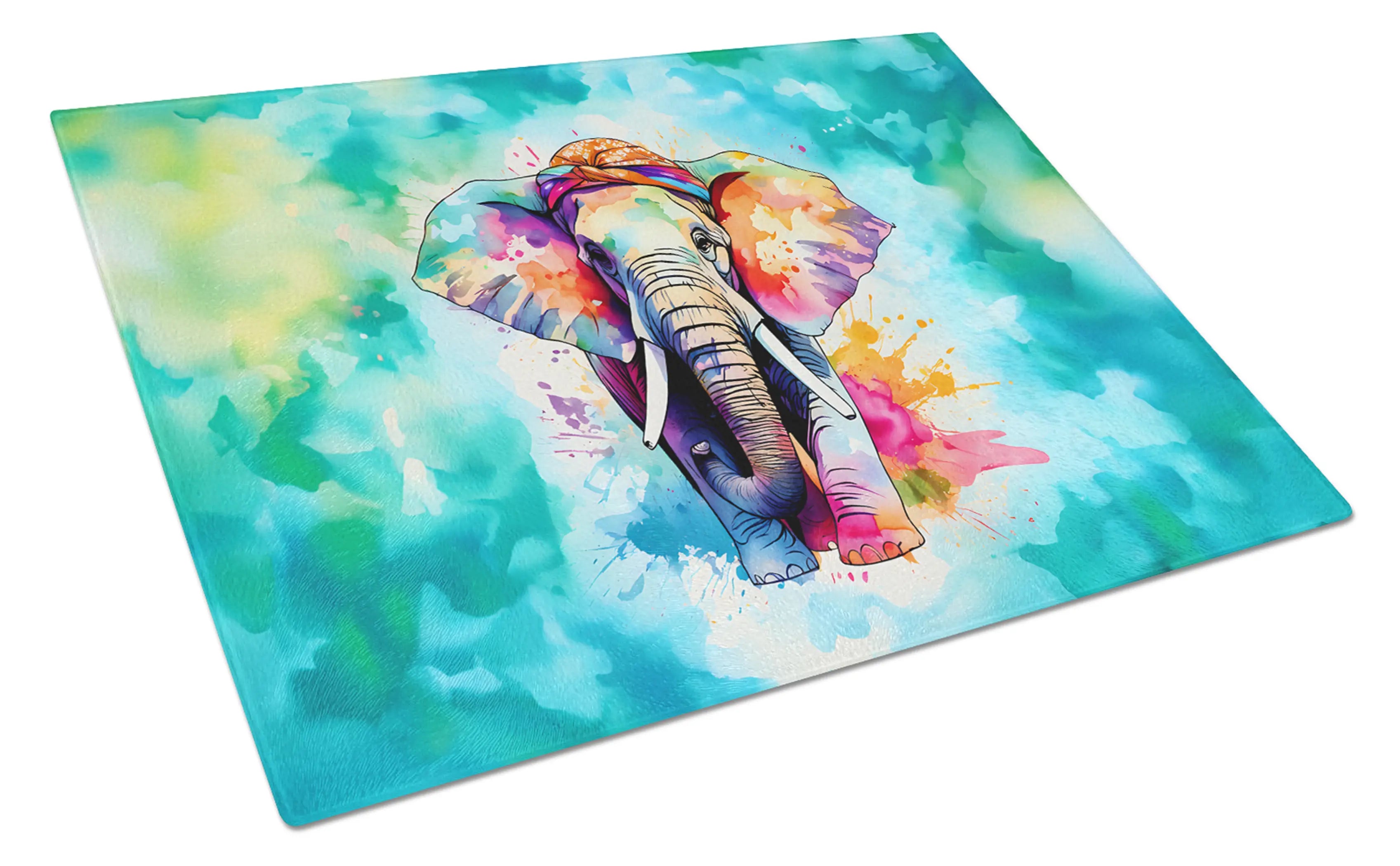 Hippie Animal Elephant Glass Cutting Board Caroline's Treasures
