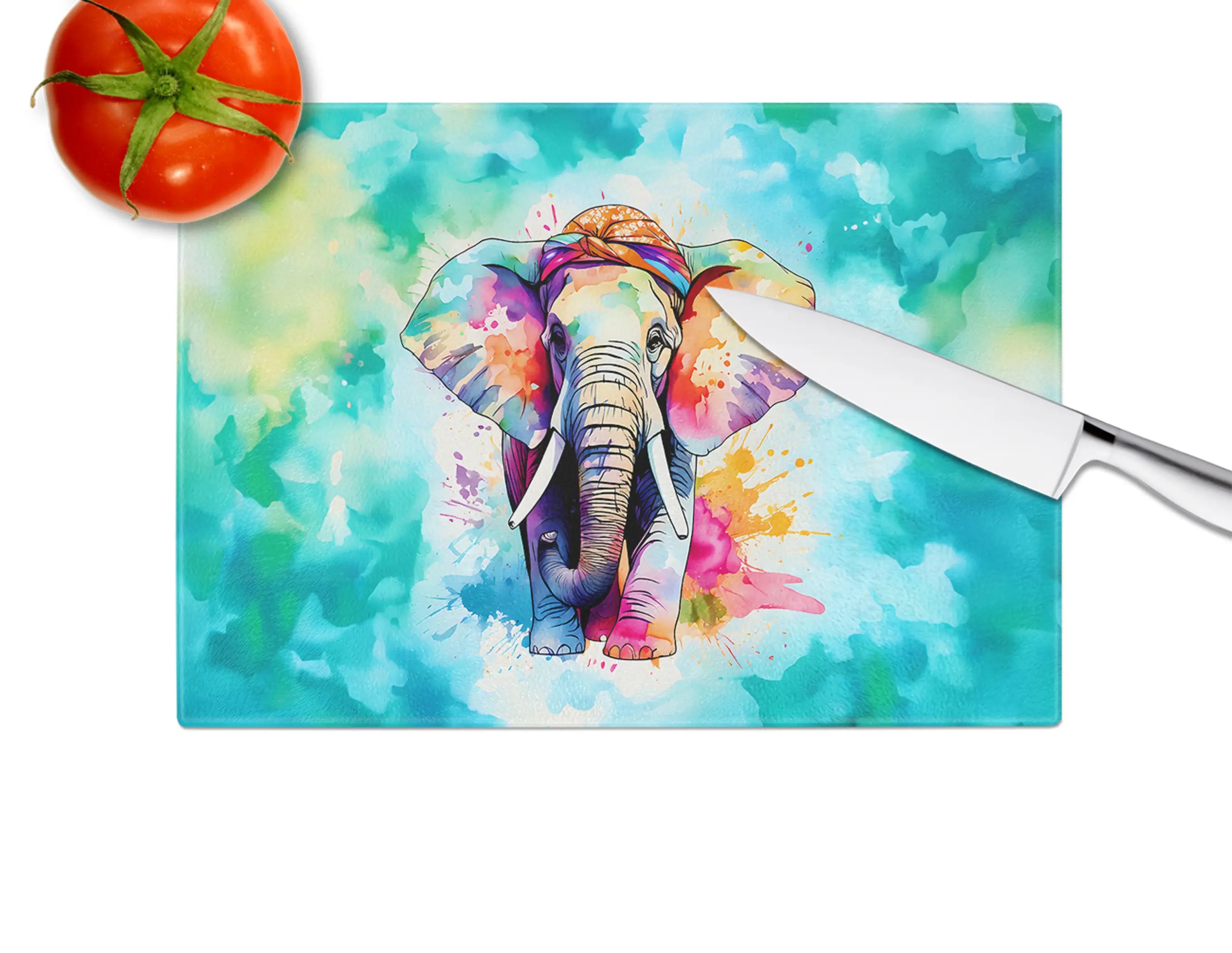 Hippie Animal Elephant Glass Cutting Board Caroline's Treasures
