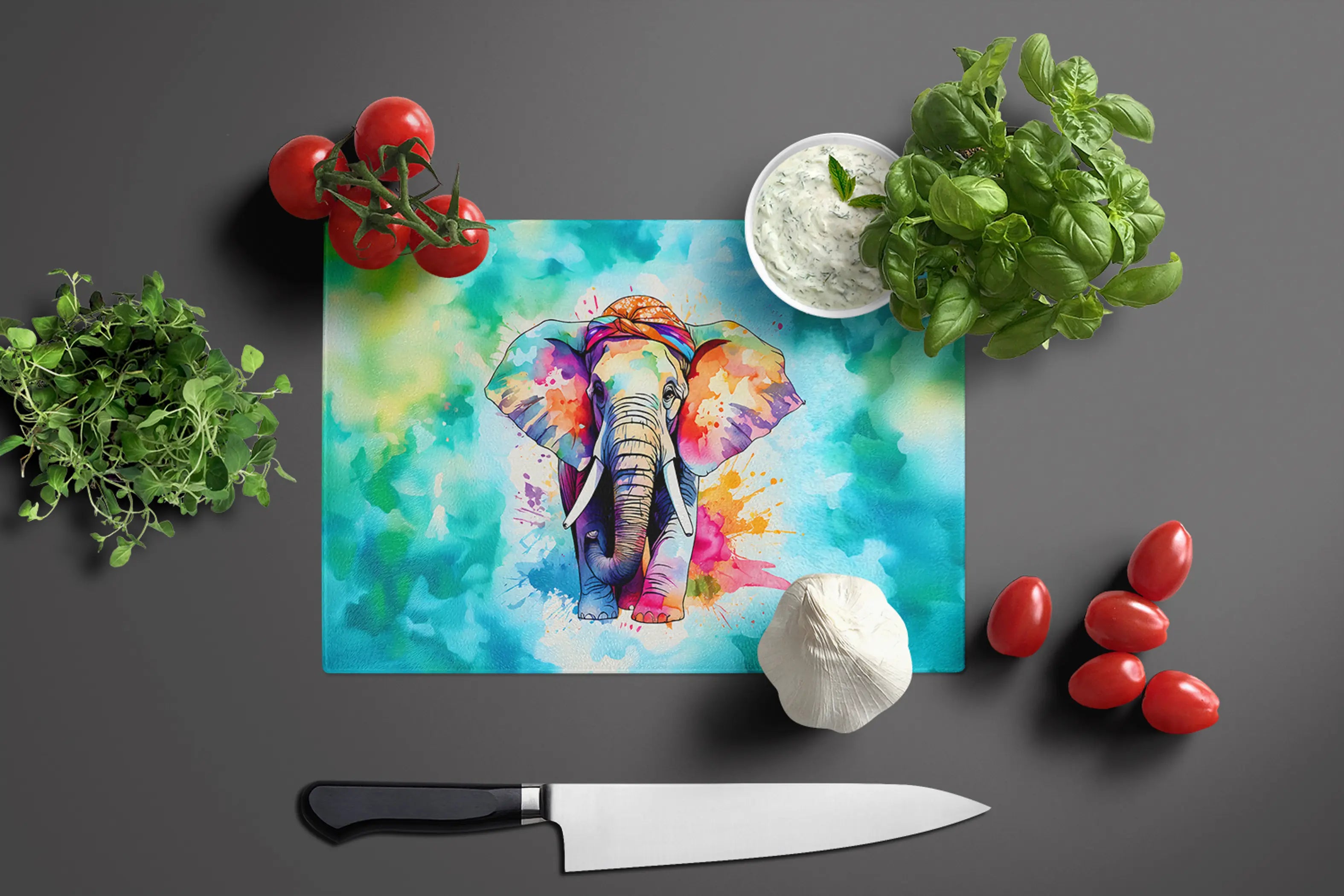 Hippie Animal Elephant Glass Cutting Board Caroline's Treasures