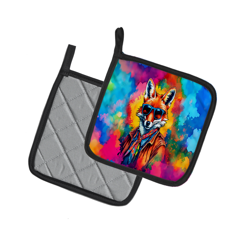 Hippie Animal Fox Pair of Pot Holders Caroline's Treasures