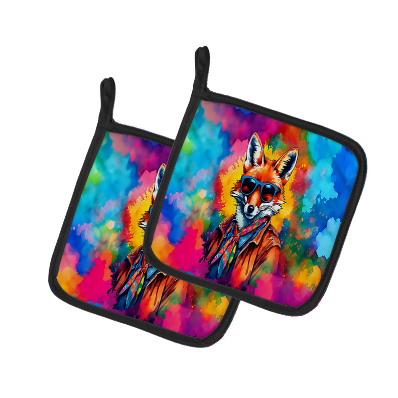 Hippie Animal Fox Pair of Pot Holders Caroline's Treasures