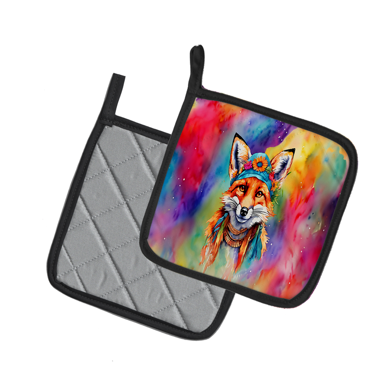 Hippie Animal Fox Pair of Pot Holders Caroline's Treasures