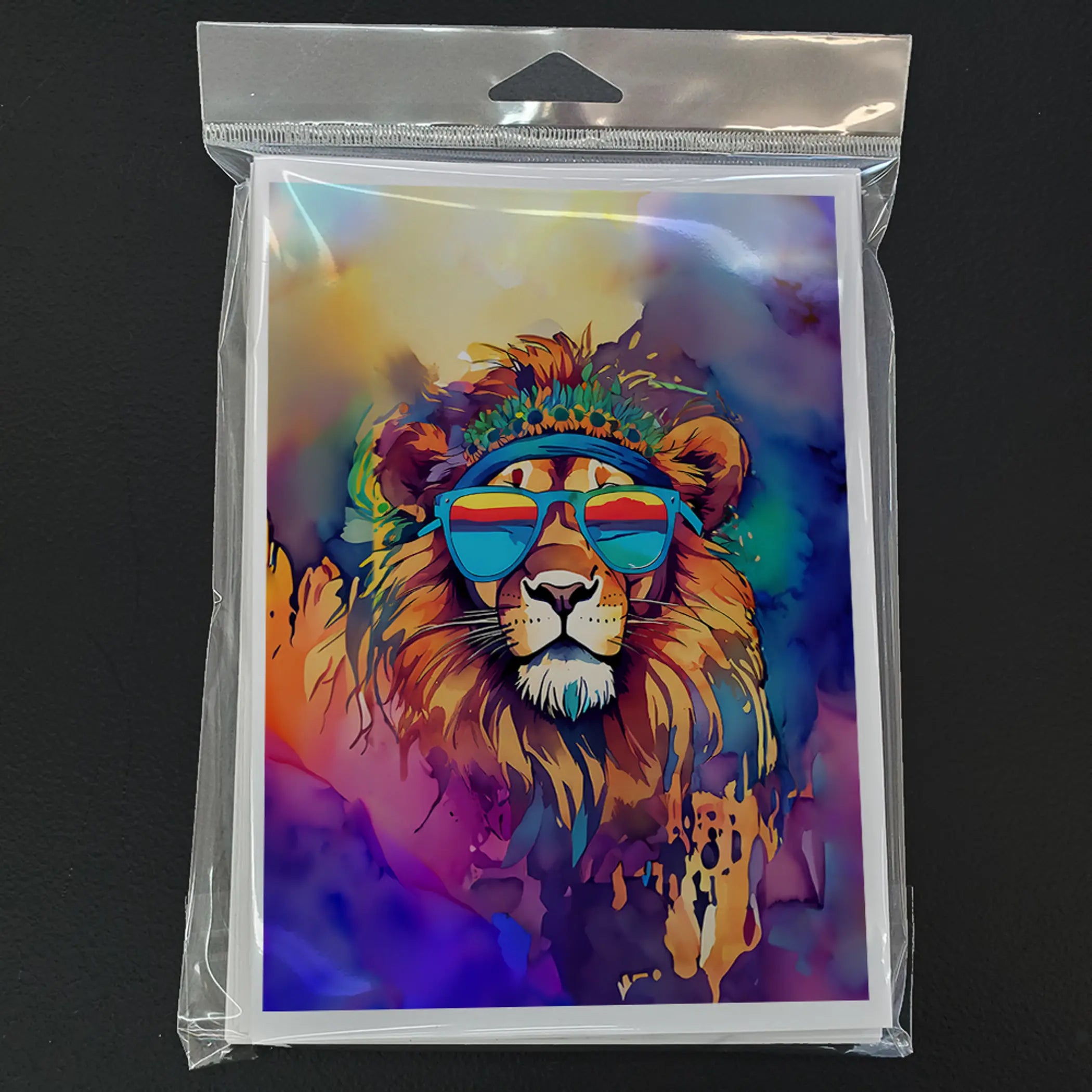 Hippie Animal Lion Greeting Cards Pack of 8 Caroline's Treasures