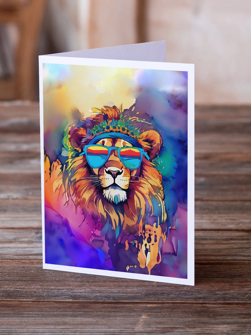 Hippie Animal Lion Greeting Cards Pack of 8 Caroline's Treasures