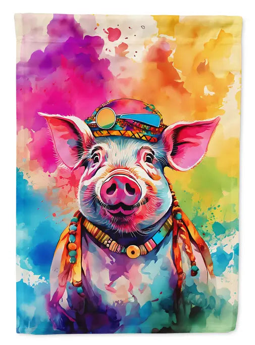 Hippie Animal Pig Garden Flag Caroline's Treasures