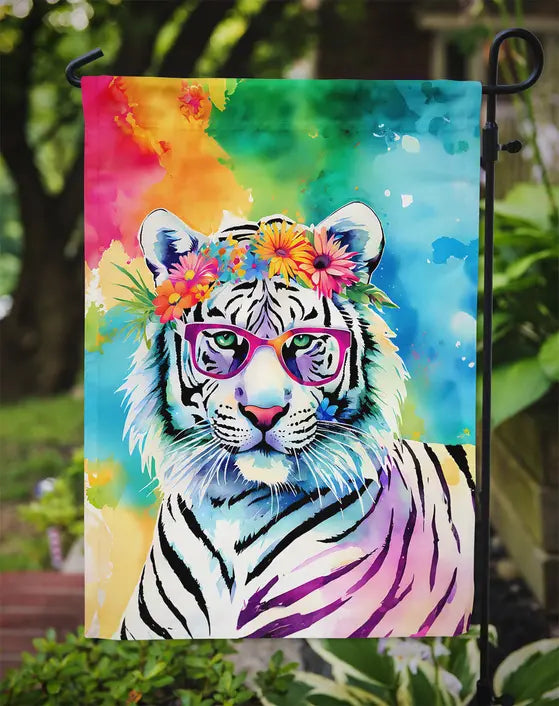 Hippie Animal White Tiger Garden Flag Caroline's Treasures