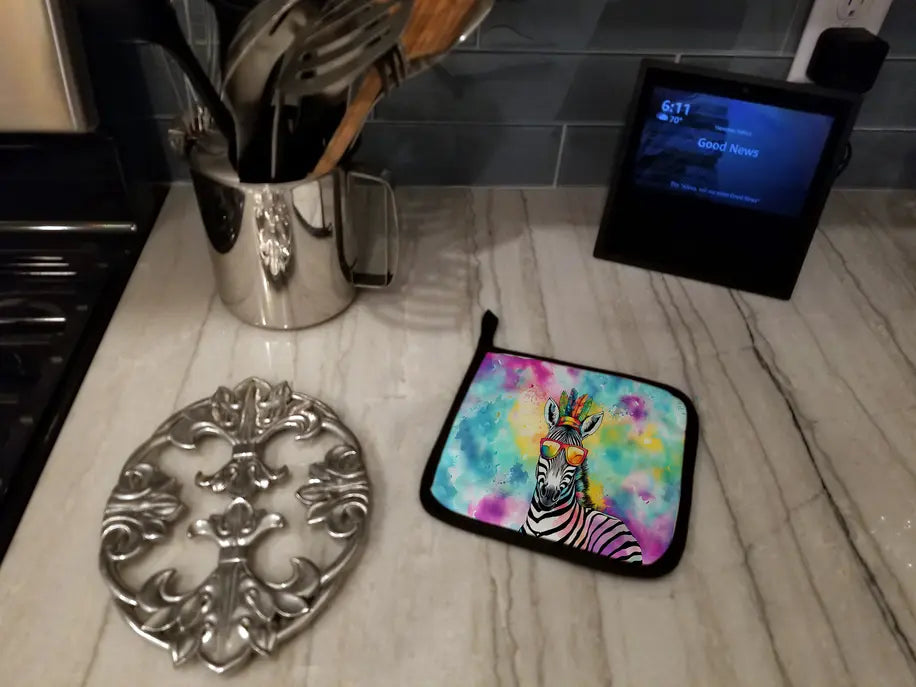 Hippie Animal Zebra Pair of Pot Holders Caroline's Treasures