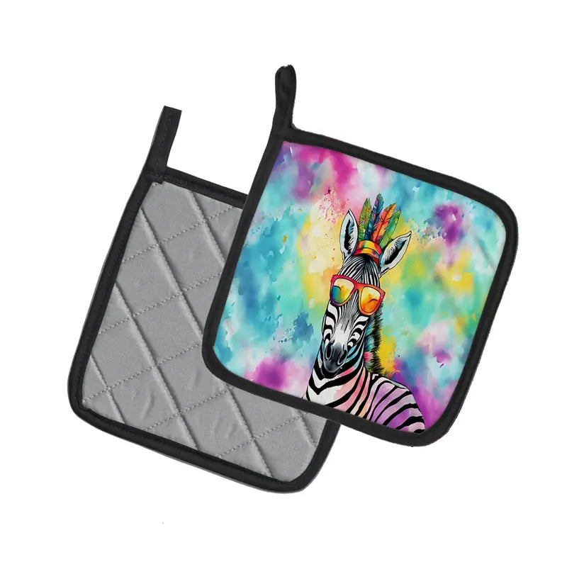 Hippie Animal Zebra Pair of Pot Holders Caroline's Treasures