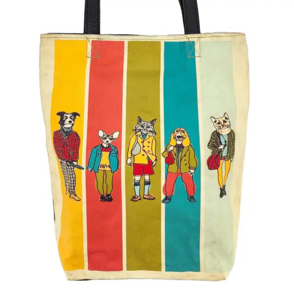 Hipster Pets Recycled Military Tent Tote Vintage Addiction