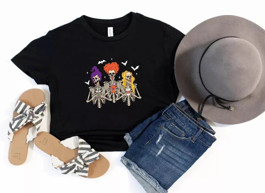 Hocus Pocus Skeletons Crop Shirt Bella Bean