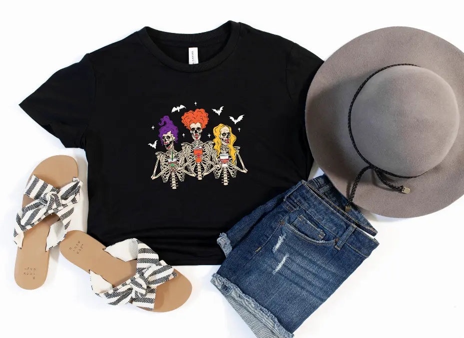 Hocus Pocus Skeletons Crop Shirt Bella Bean