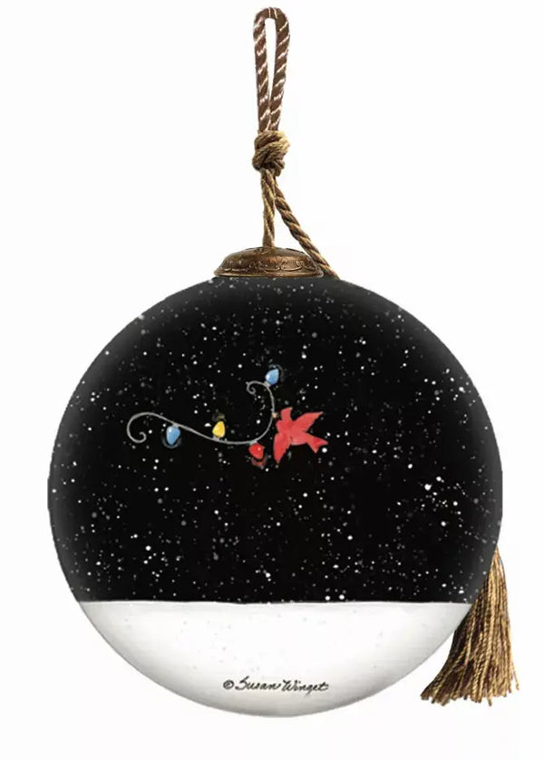 Holiday Lights Snowman Hand Painted Glass Ornament Inner Beauty Gifts
