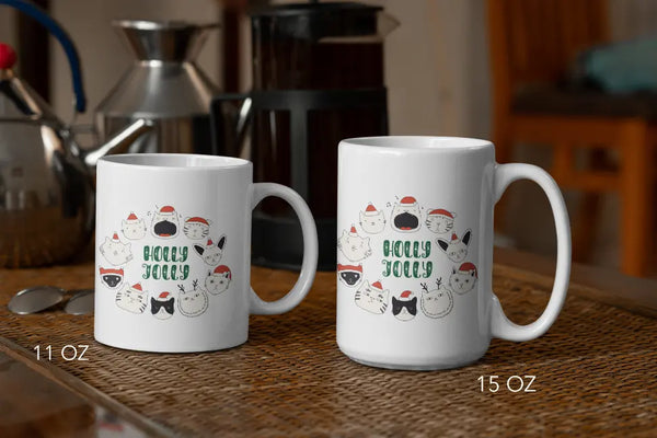 Holly Jolly Cat Wreath Coffee Mug Black Cat Bazaar