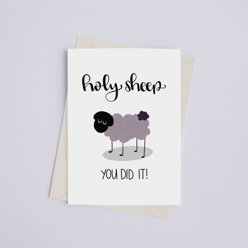 Holy Sheep, You Did It! - Greeting Card Black Cat Bazaar
