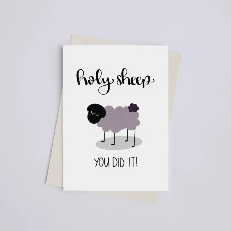 Holy Sheep, You Did It! - Greeting Card Black Cat Bazaar