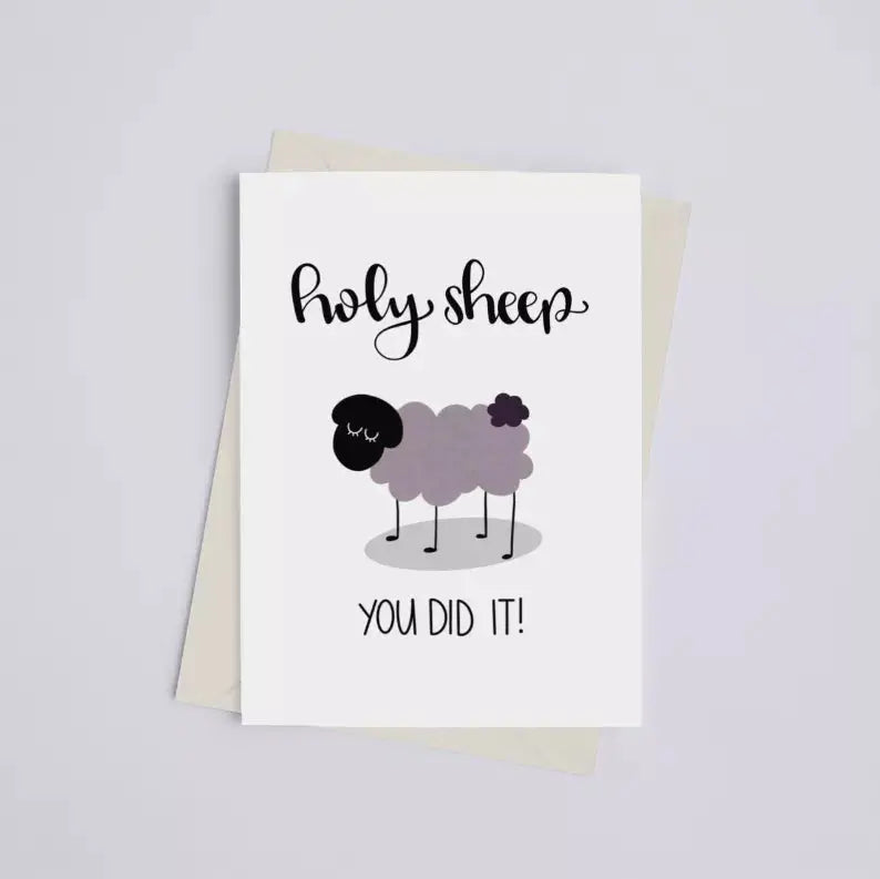 Holy Sheep, You Did It! - Greeting Card Black Cat Bazaar