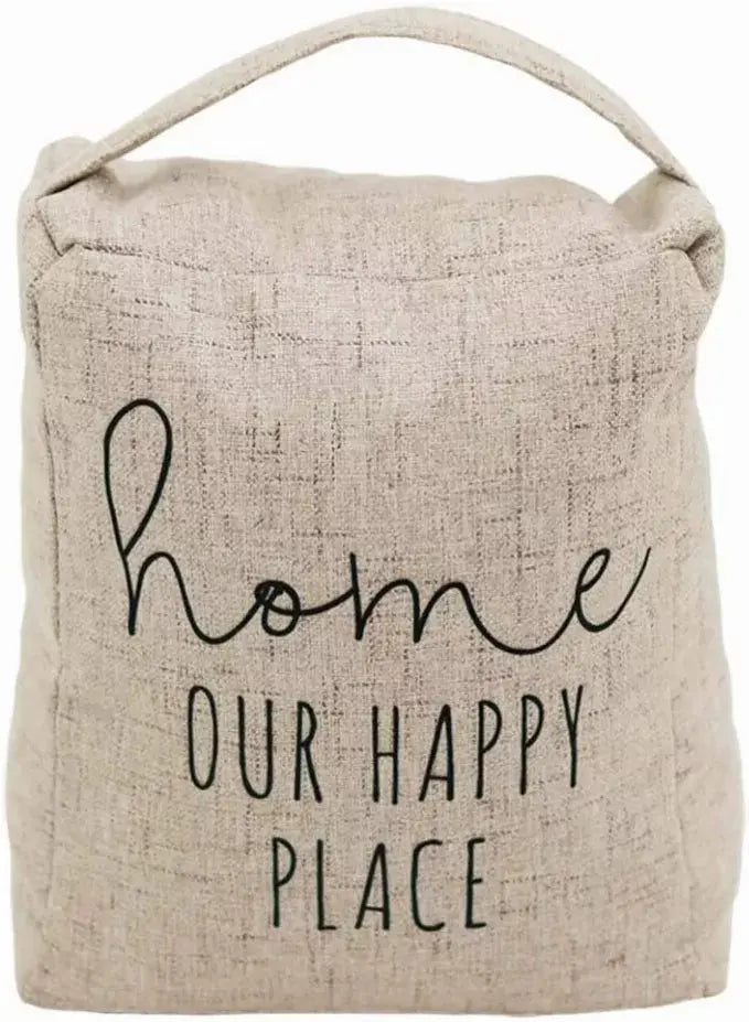 Home Our Happy Place Door Stop with Handle|Decorative Weighted Fabric Door Stopper for Bedroom- Living Room- Exterior Doors Paris Loft Inc