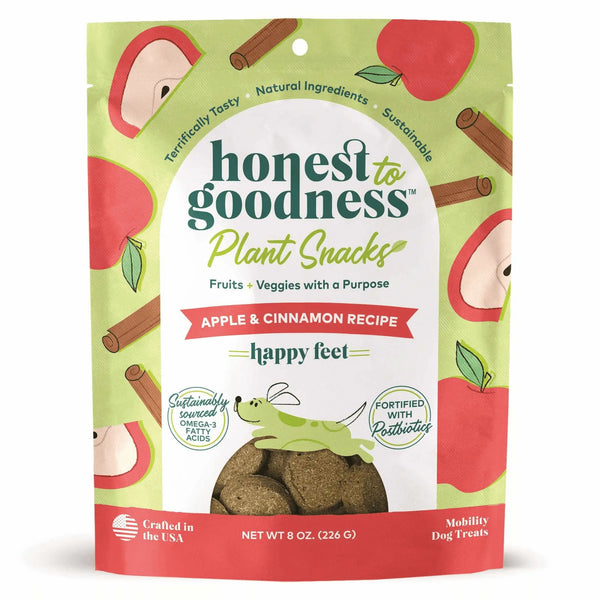 Honest To Goodness Plant Snacks Happy Feet Apple & Cinnamon Recipe Dog Treats 8oz Honest To Goodness