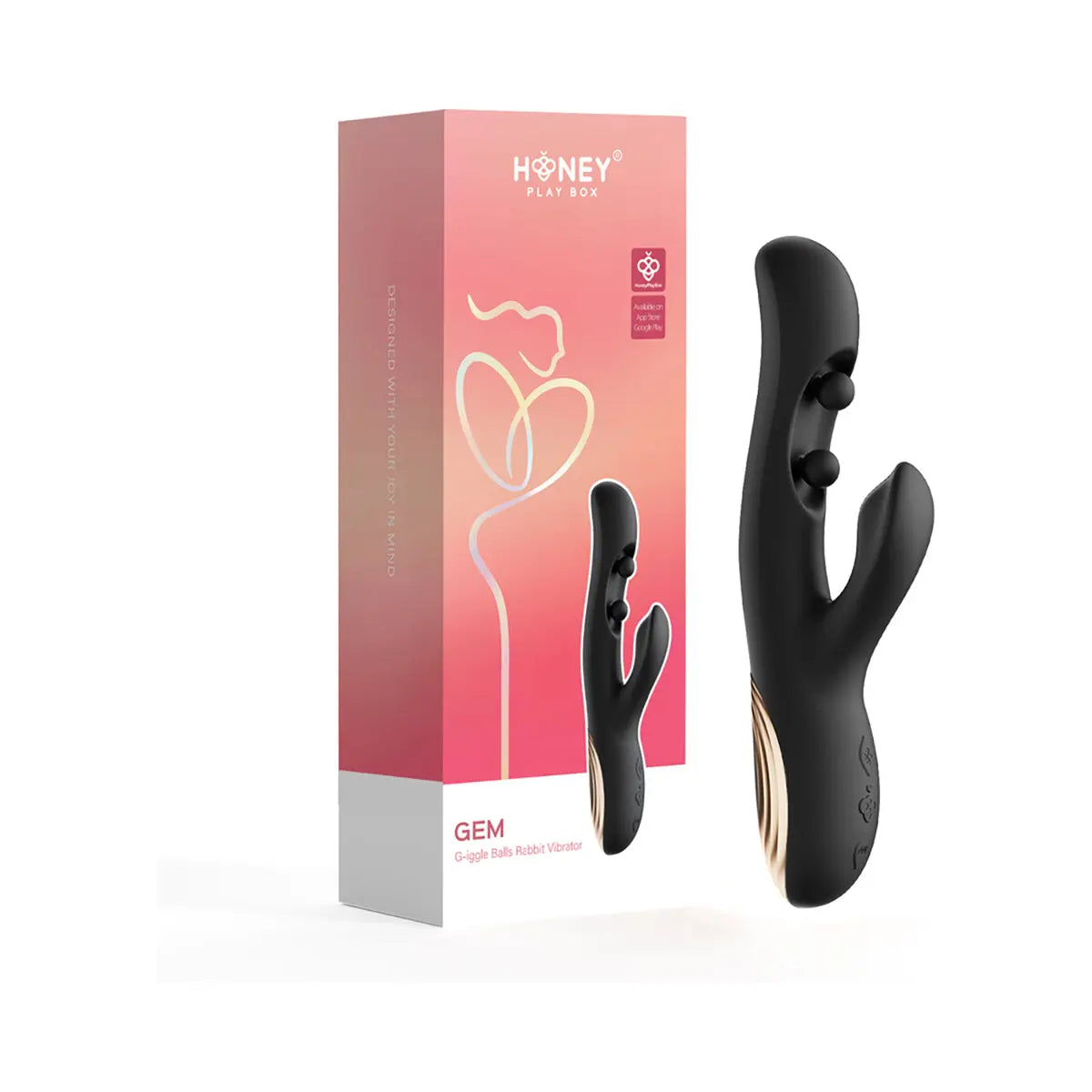 Honey Play Box Gem Pressure Sensing App-Controlled Twin Balls Rabbit Black Honey Play Box