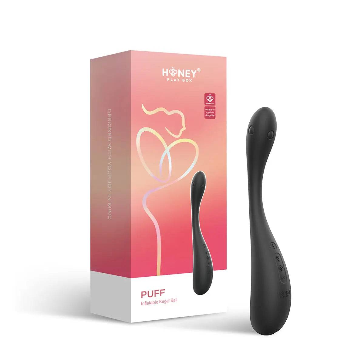 Honey Play Box Puff App-Controlled Inflatable Kegel Ball Black Honey Play Box