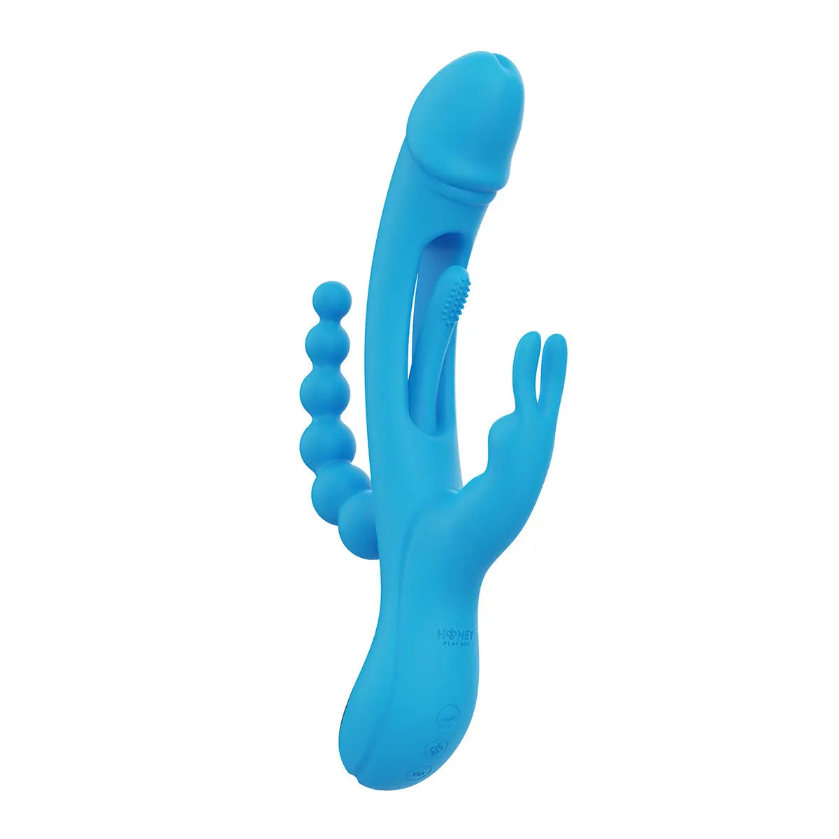 Honey Play Box Trilux Kinky Finger Rabbit Vibrator with Anal Beads Blue Honey Play Box