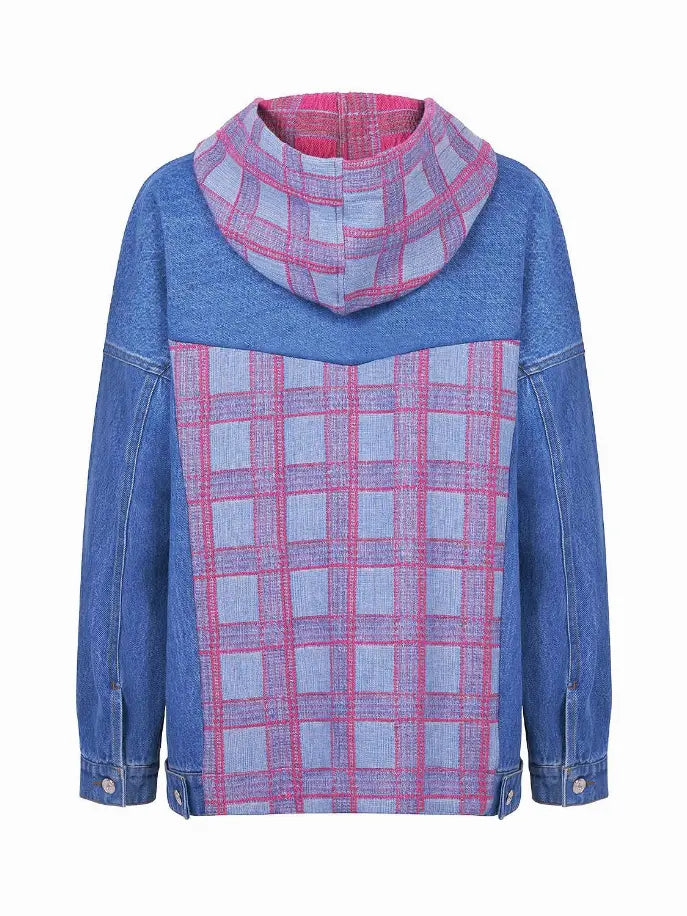 Hooded Plaid and Jean Jacket Monique Store