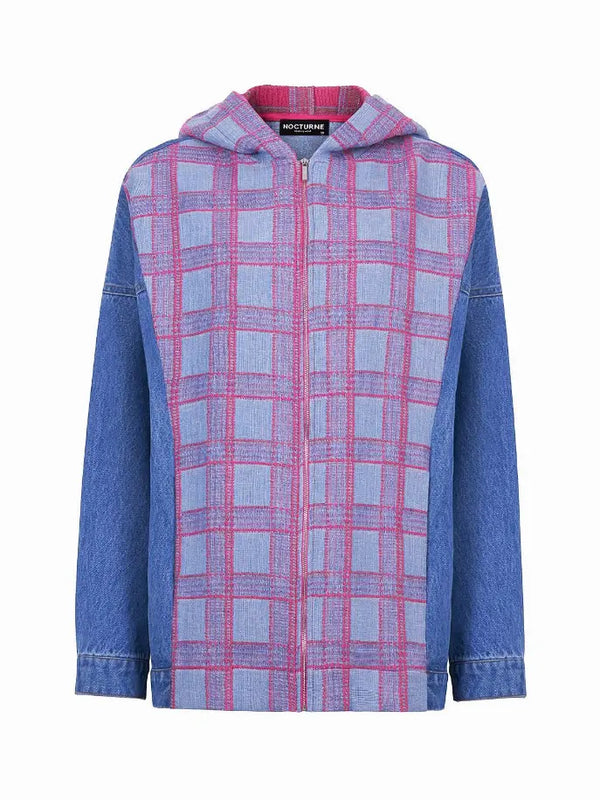 Hooded Plaid and Jean Jacket Monique Store