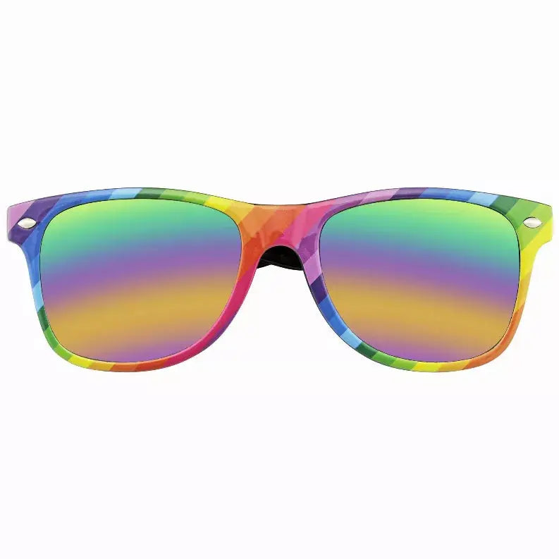 Horned Rim Retro 80s Party Festival Rainbow Mirrored Sunglasses Sunglass Memphis