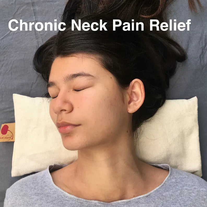 Hot Cherry Cervical/Rectangle Neck Pillow in Unbleached, Pre-washed, with Cherry Blossom Pillowcase Hot Cherry