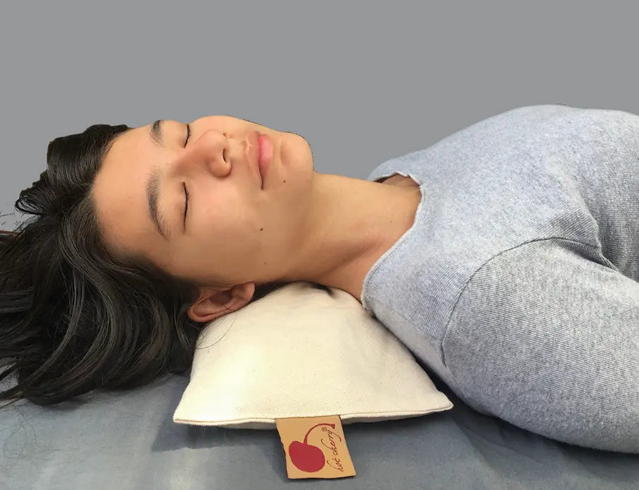 Hot Cherry Cervical/Rectangle Neck Pillow in Unbleached, Pre-washed, with Cherry Blossom Pillowcase Hot Cherry
