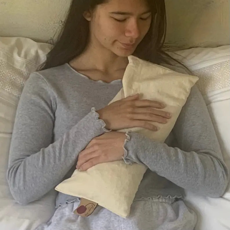 Hot Cherry Cervical/Rectangle Neck Pillow in Unbleached, Pre-washed, with Cherry Blossom Pillowcase Hot Cherry