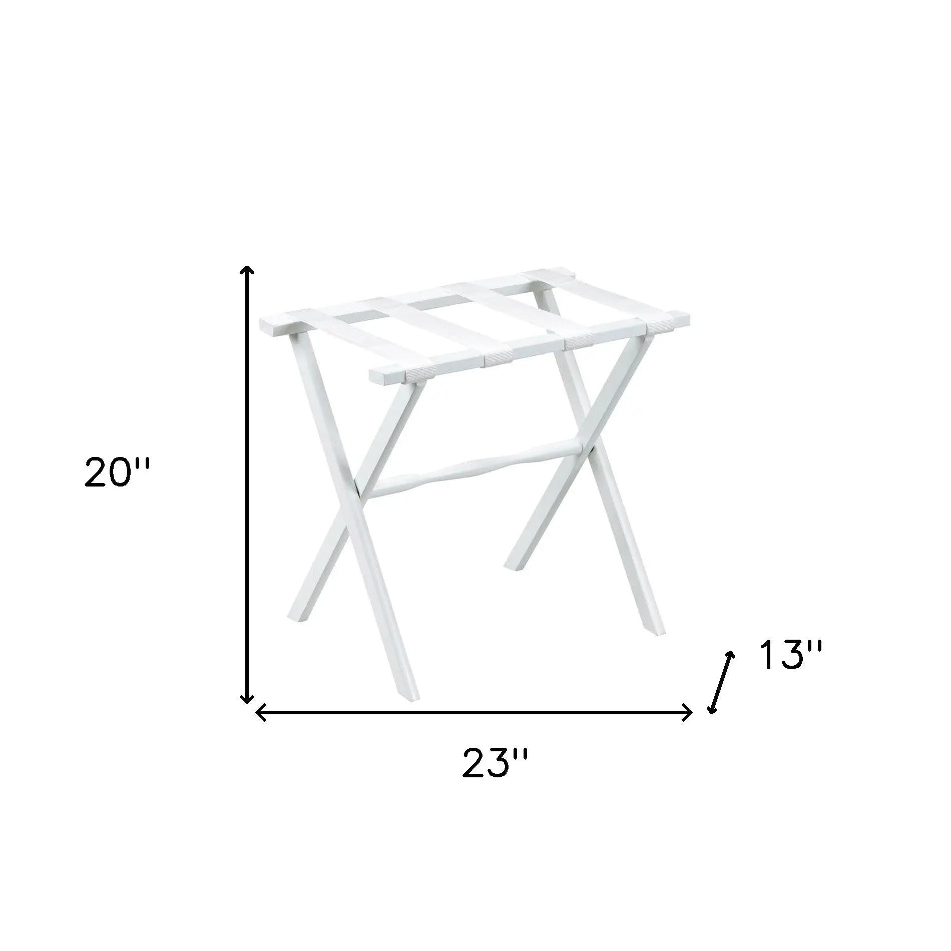 Hotel White Finish Wood Folding Luggage Rack With White Straps Homeroots Organization