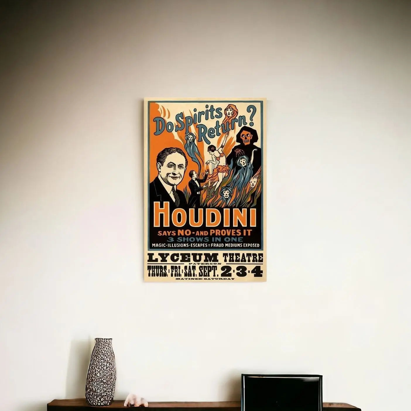Houdini Spirits Vintage Magic Unframed Print Wall Art - GreatEagleInc