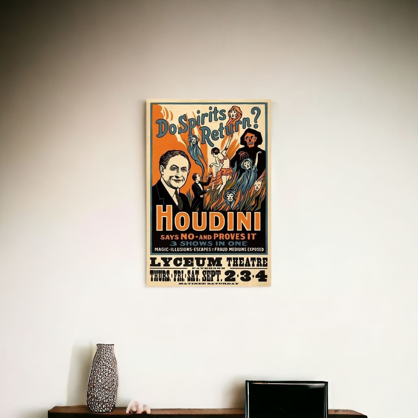Houdini Spirits Vintage Magic Unframed Print Wall Art - GreatEagleInc