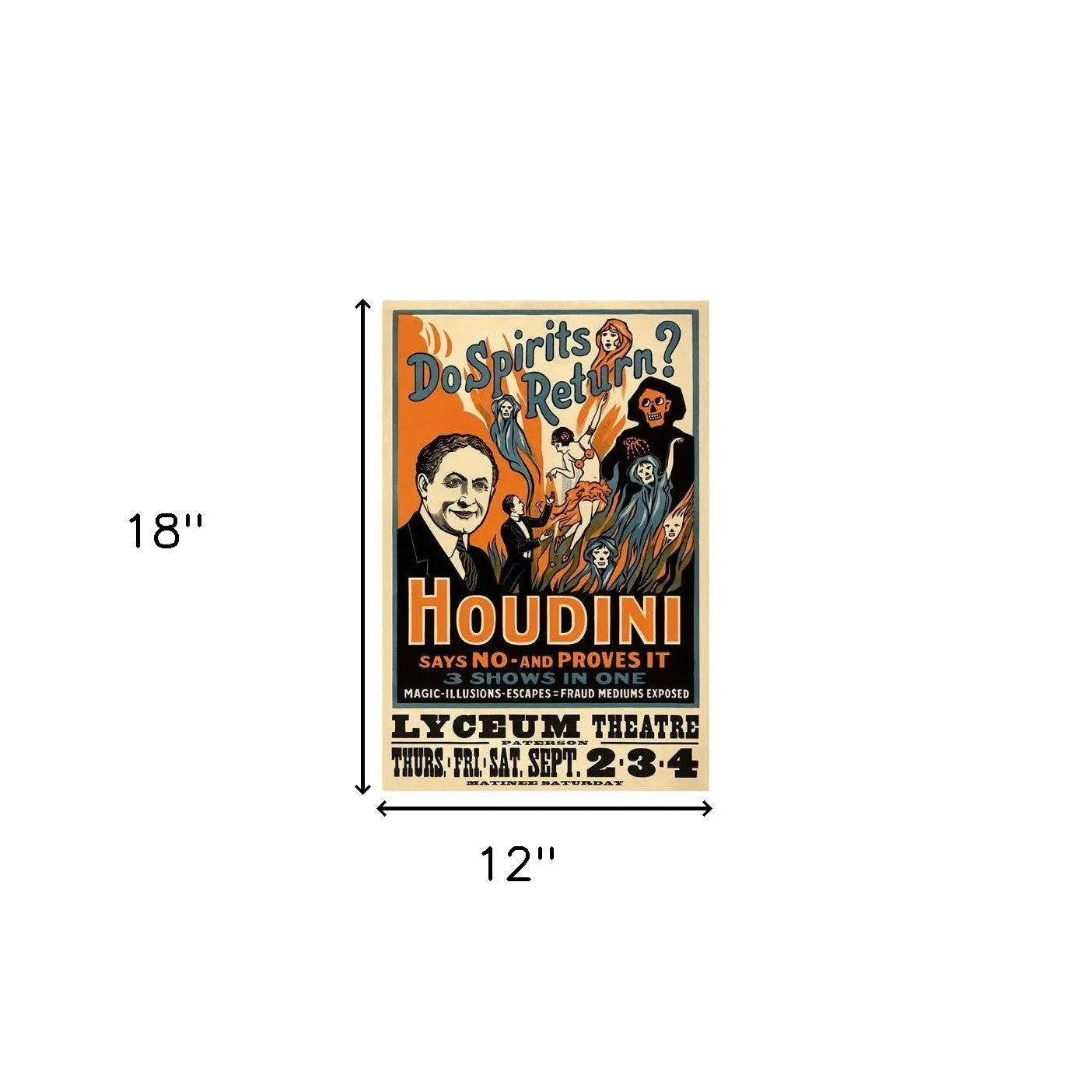 Houdini Spirits Vintage Magic Unframed Print Wall Art - GreatEagleInc
