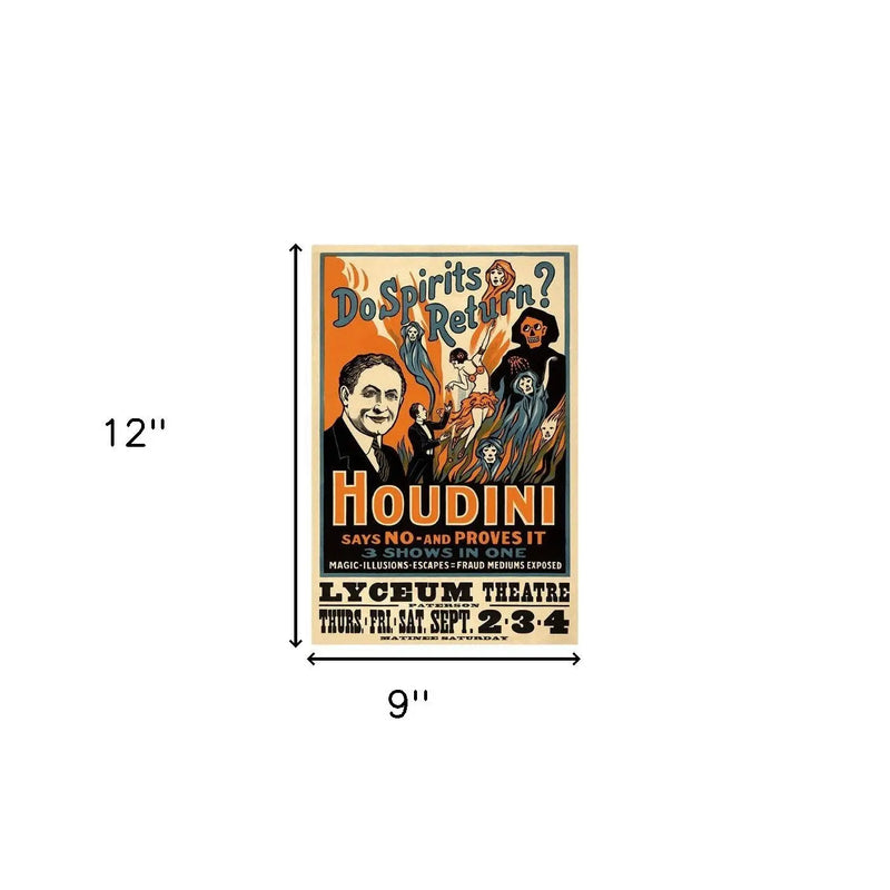 Houdini Spirits Vintage Magic Unframed Print Wall Art Homeroots Home Decor