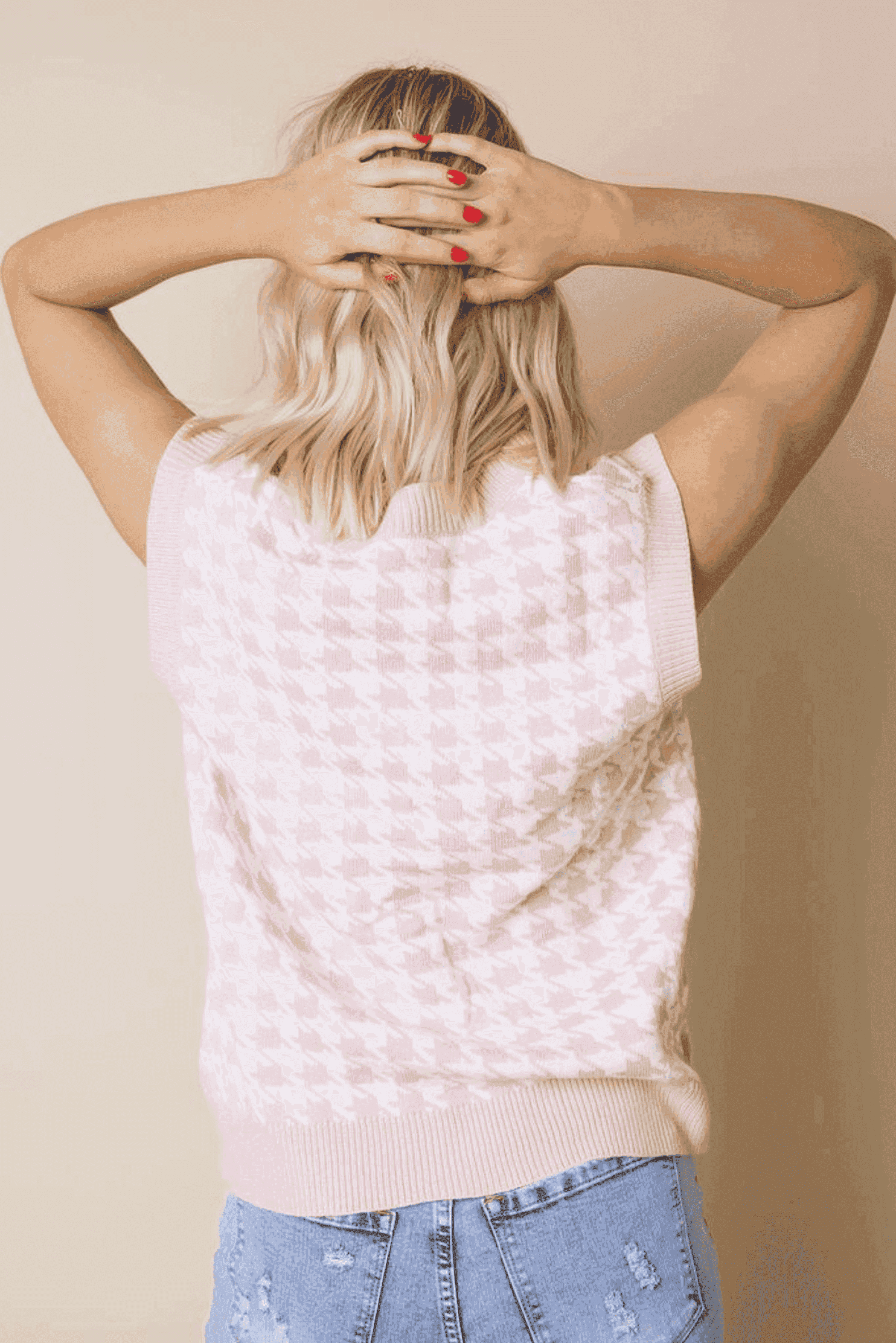 Houndstooth Vest Cardigan Stay Warm in Style