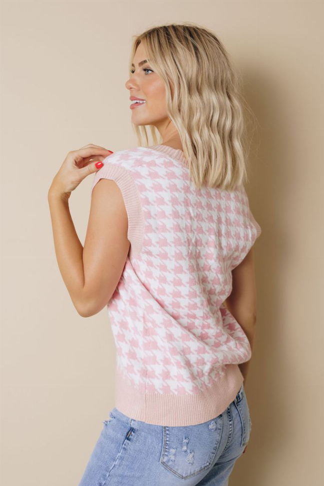 Houndstooth Vest Cardigan Stay Warm in Style