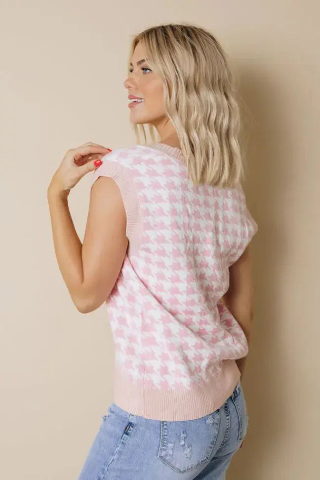 Houndstooth Vest Cardigan Stay Warm in Style