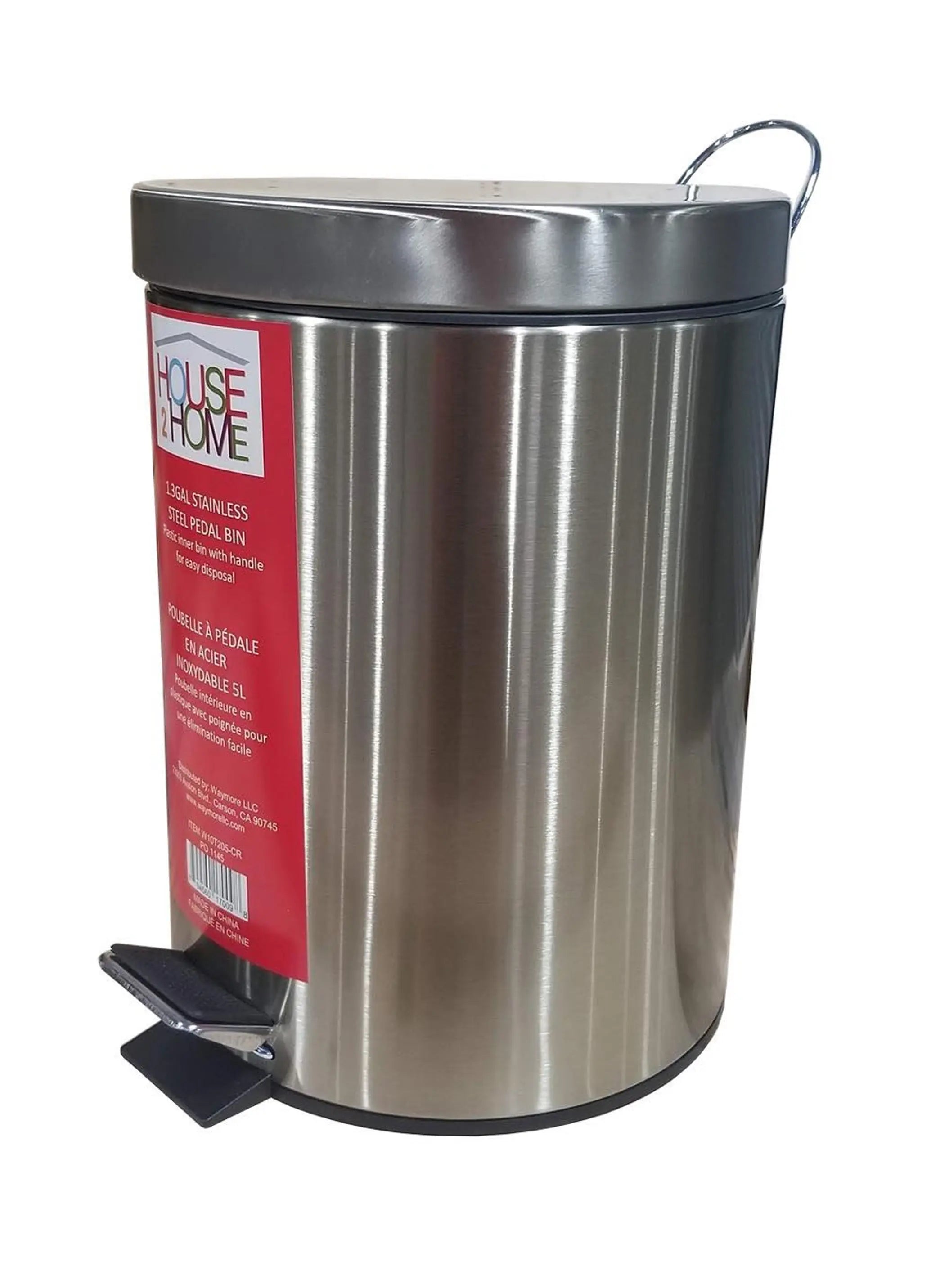 House 2 Home 5 L Stainless Steel Pedal Waste Bin Waymore LLC
