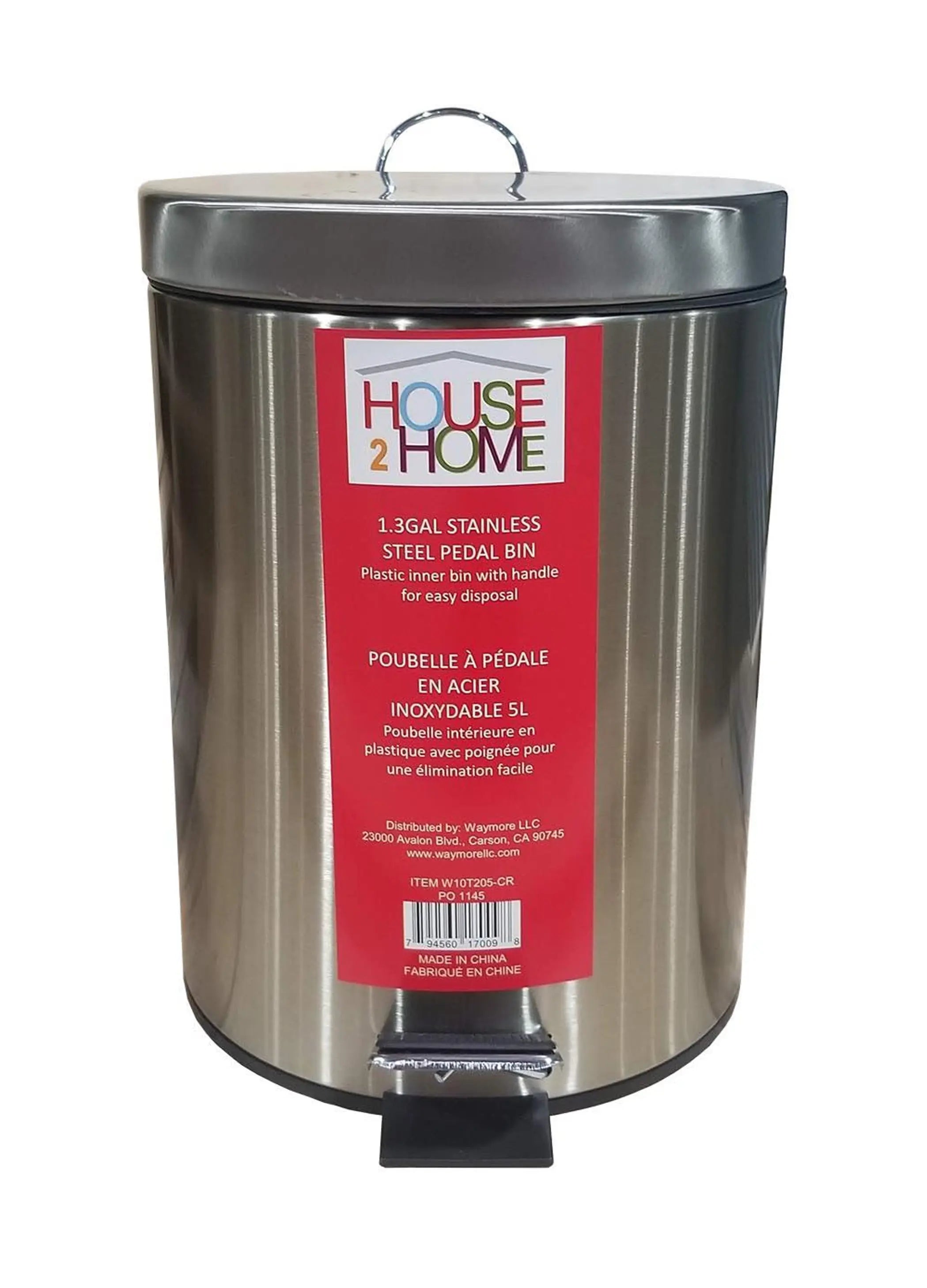 House 2 Home 5 L Stainless Steel Pedal Waste Bin Waymore LLC