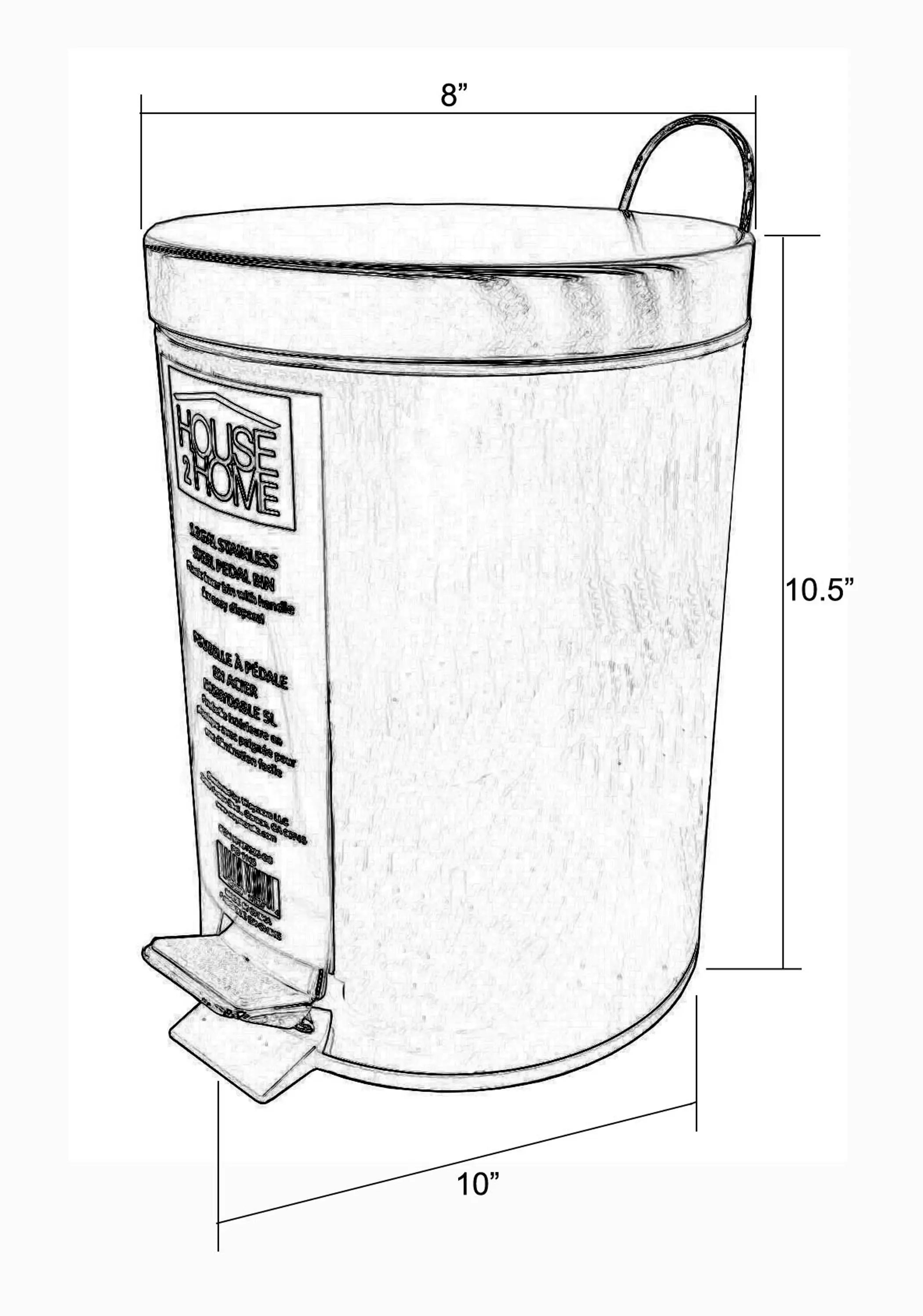House 2 Home 5 L Stainless Steel Pedal Waste Bin Waymore LLC