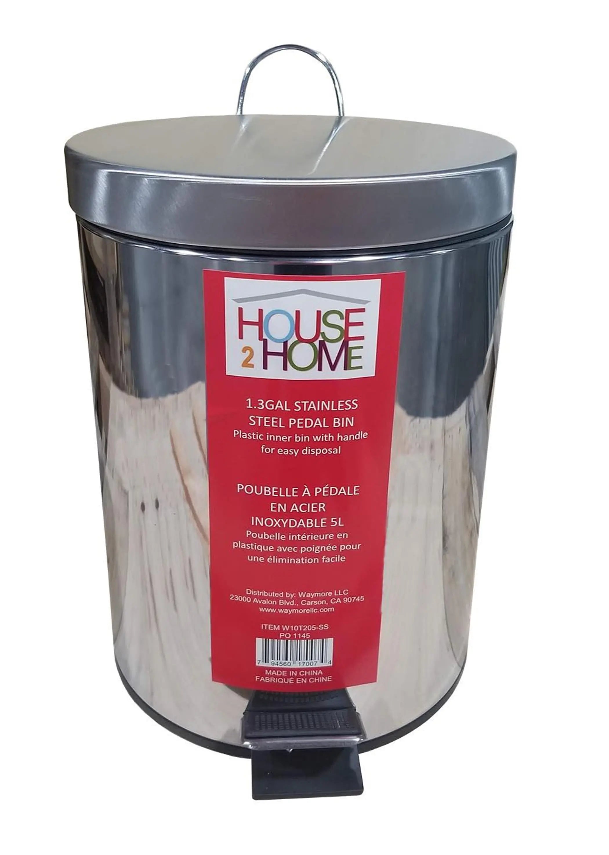 House 2 Home 5 L Stainless Steel Pedal Waste Bin Waymore LLC