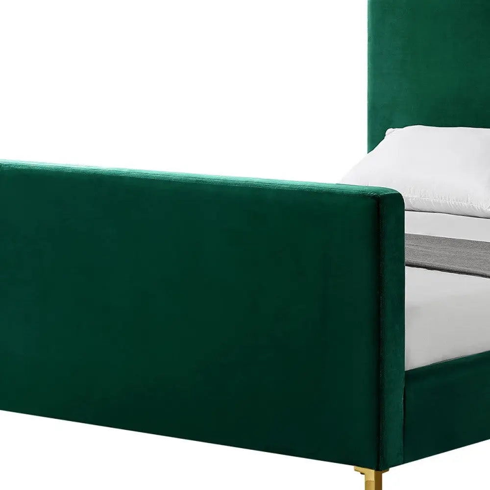 Hunter Green Solid Wood Queen Upholstered Velvet Bed Homeroots Bed & Bath