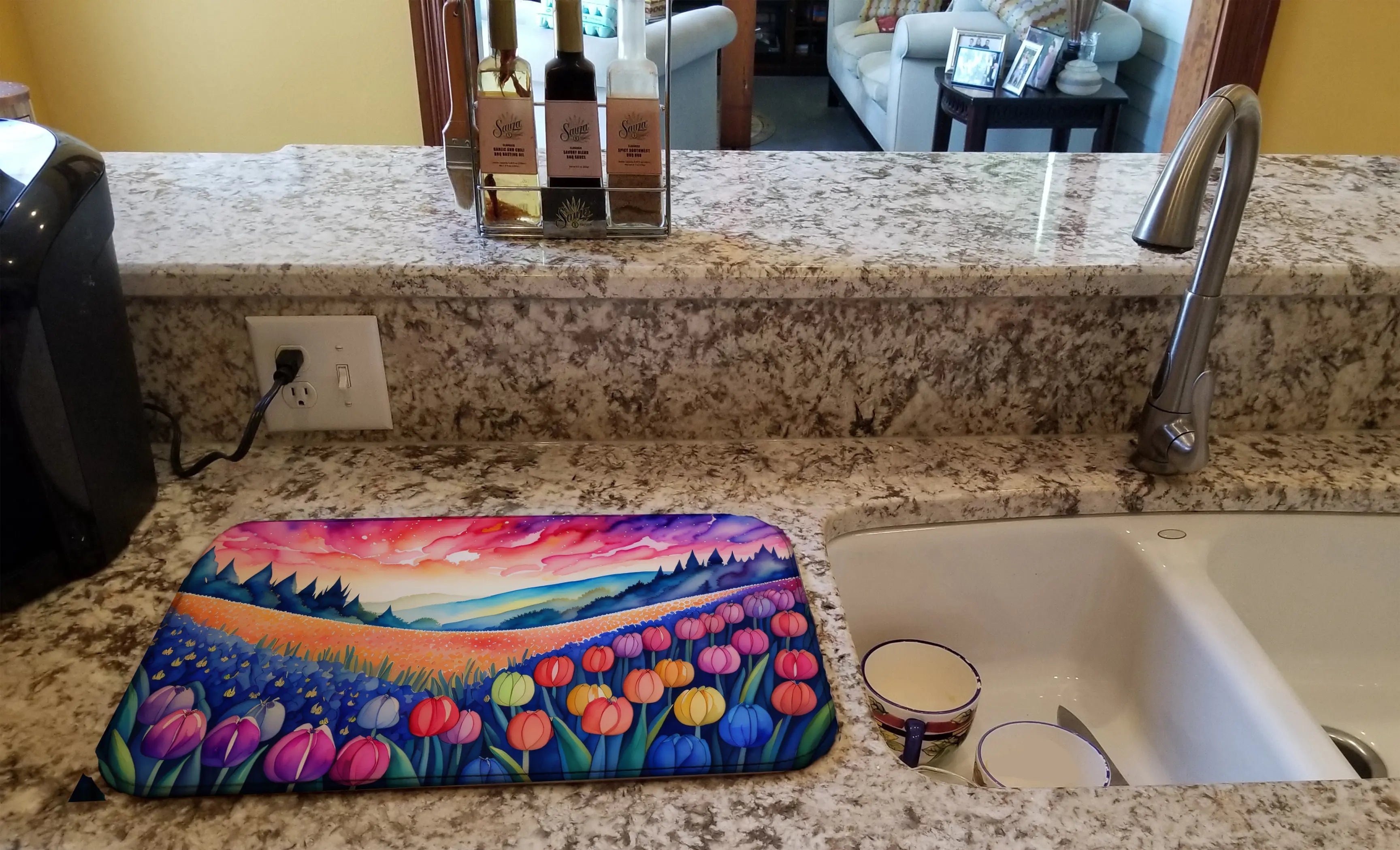 Hyacinths in Color Dish Drying Mat Caroline's Treasures