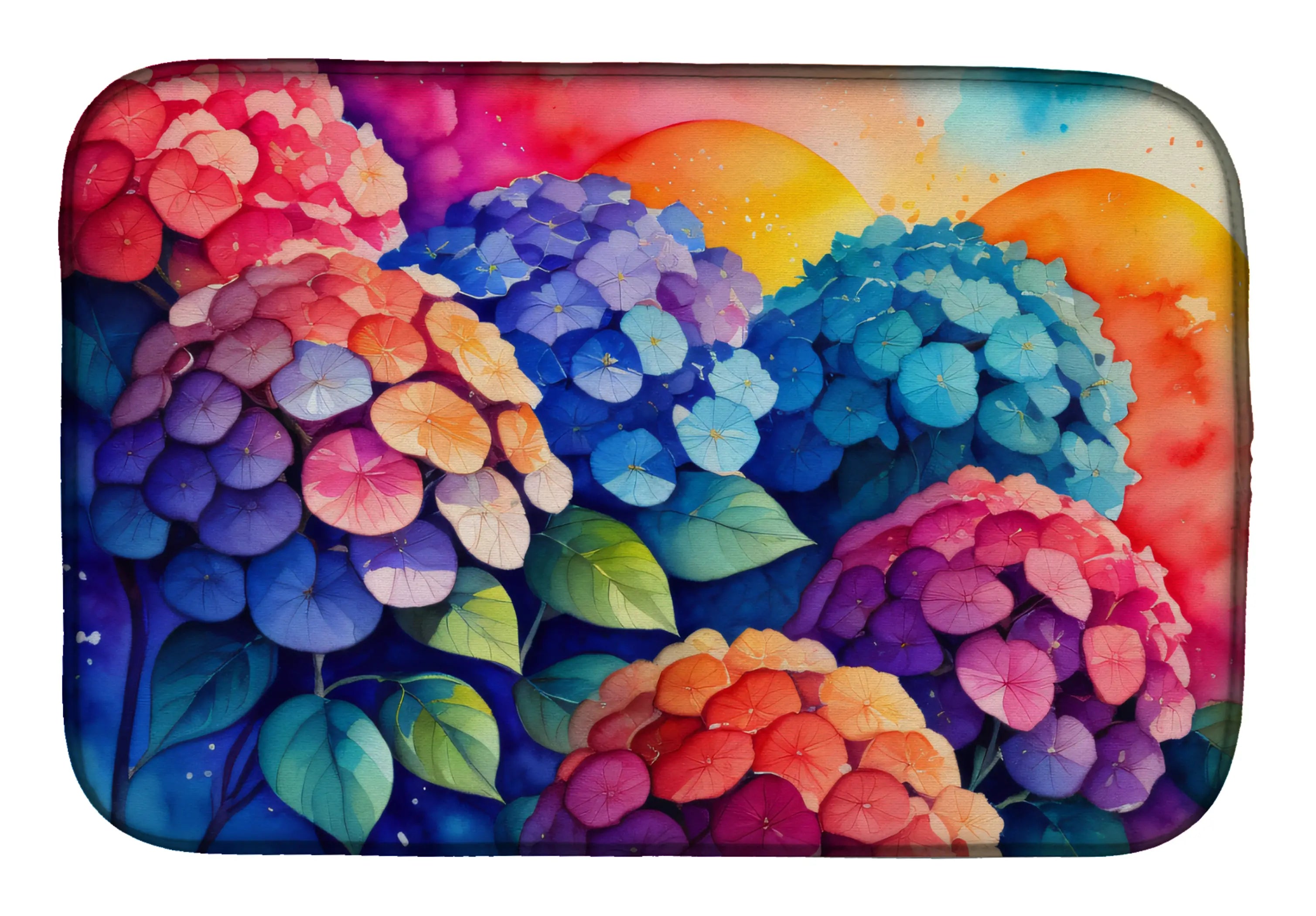 Hydrangeas in Color Dish Drying Mat Caroline's Treasures