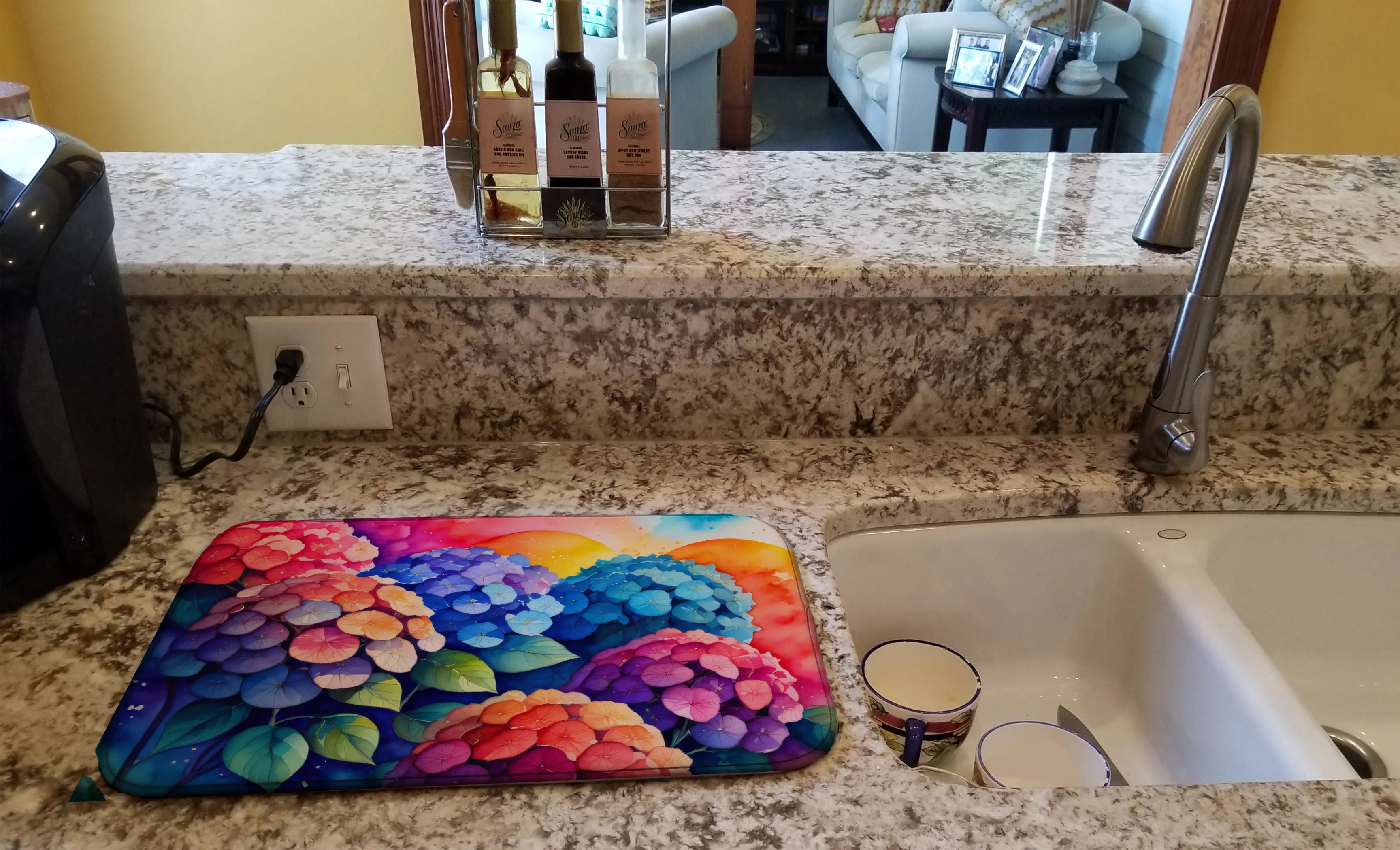 Hydrangeas in Color Dish Drying Mat Caroline's Treasures