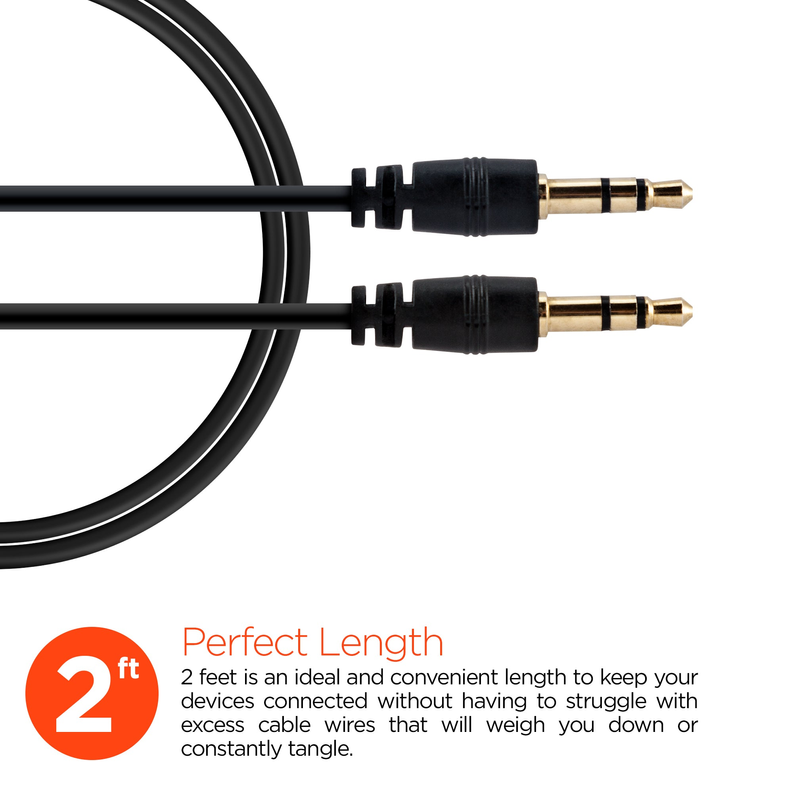 HyperGear 3.5mm Stereo AUX Cable 3ft Black HyperGear