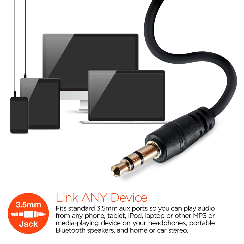 HyperGear 3.5mm Stereo AUX Cable 3ft Black HyperGear